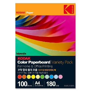 코닥 칼라 A4 용지 180g 버라이어티팩 페이퍼보드 10색상 색상당 10매 총 100매 복사용지 두꺼운 칼라지